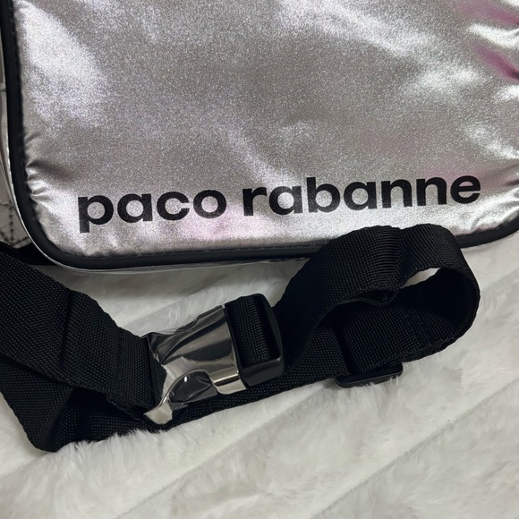 NEW PACO RABANNE  Fanny Pack Silver and Black Belt Bag - Picture 8 of 11